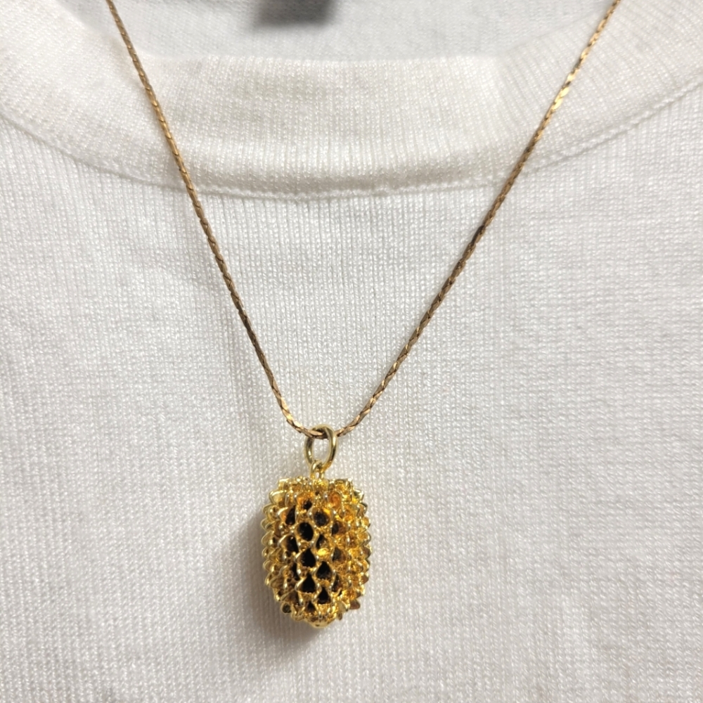 Gold-Tone Pineapple Pendant Necklace